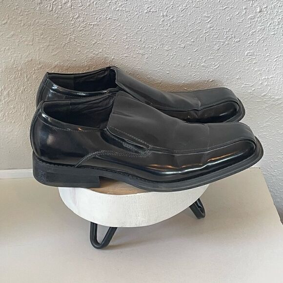 EUC Alfani Mens Black Leather Slip-On Dress Shoes Size 10M - Picture 1 of 7